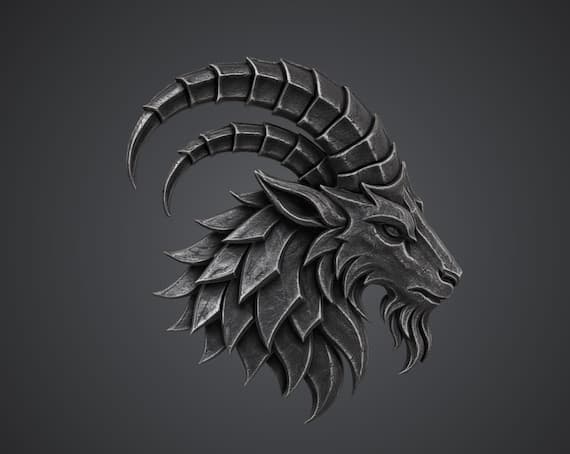 Winter Chiefs Goat Head Relief STL | CPO Mess Display, 3D Printing File
